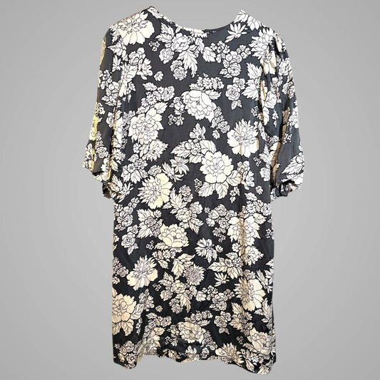 ARKET, amazing monochrome floral dress - size 12-14 fit