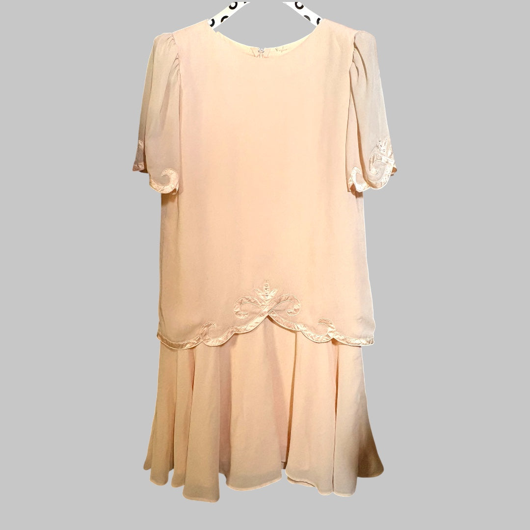 Vintage 80’s does 20’s delicate diamanté and embroidered dress - size M (up to 14 fit)