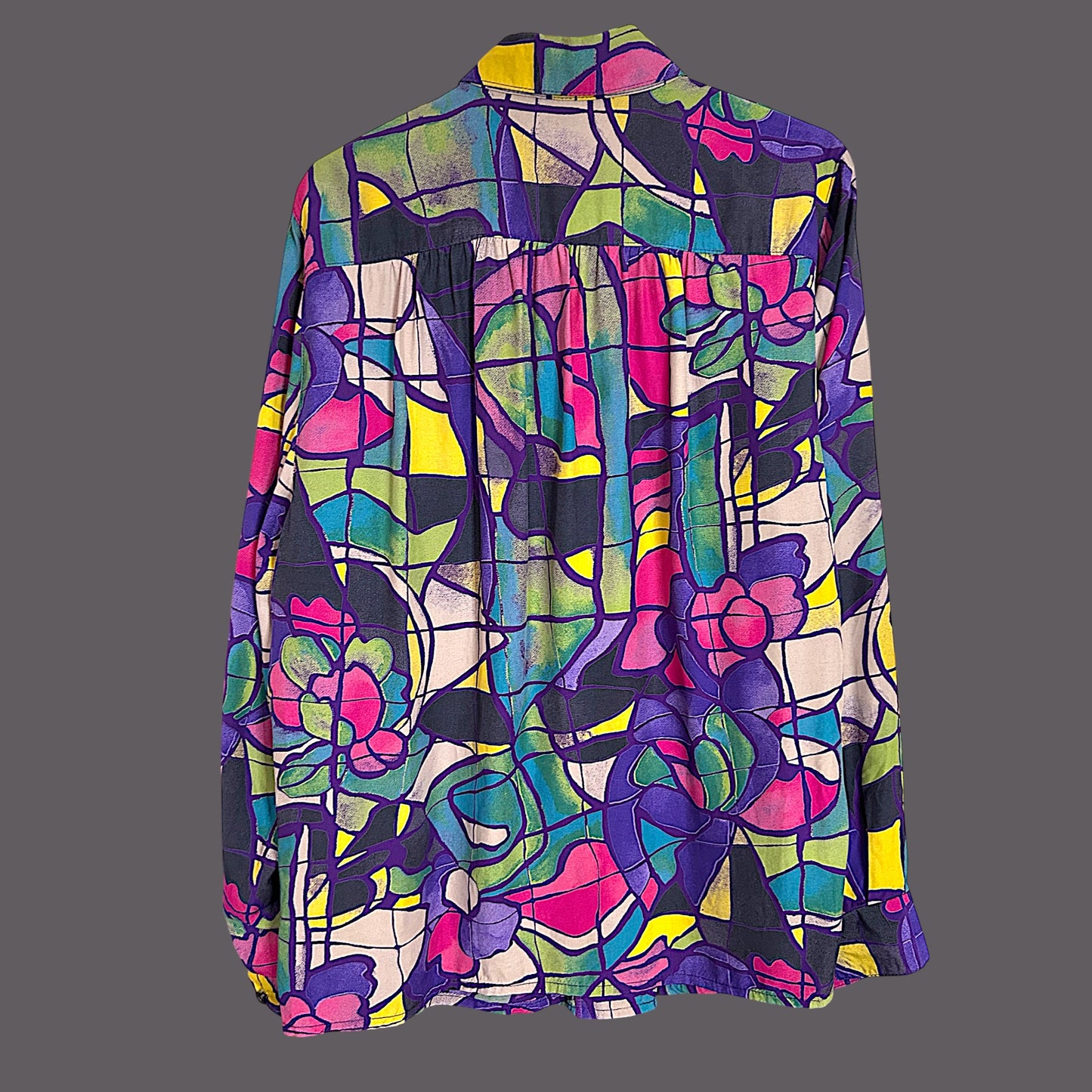 Vintage Premium Abstract Print Shirt, viscose, up to date 16 fit