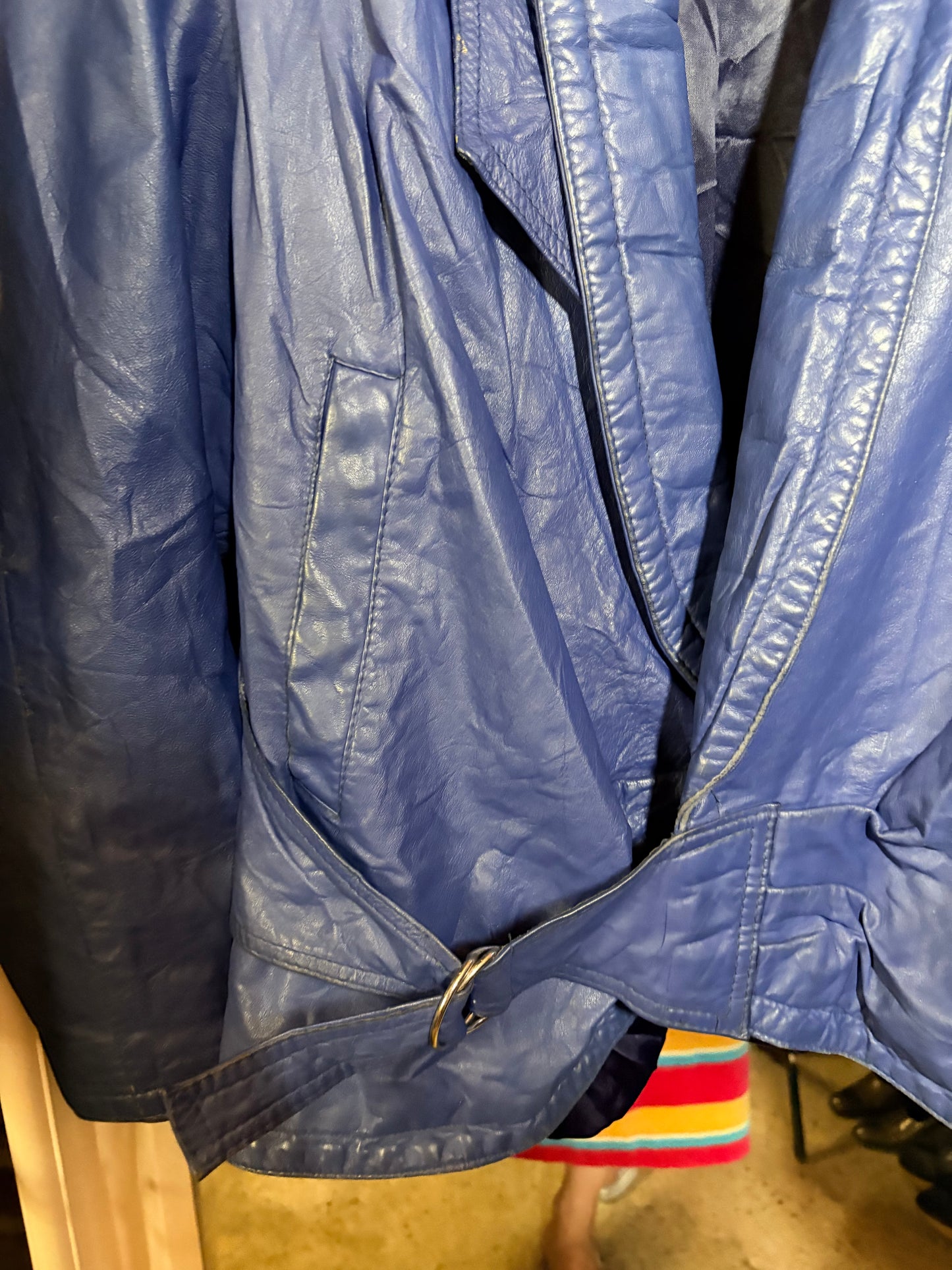 Vintage 80’s Blue Leather Jacket M/L (up to size 16 fit)