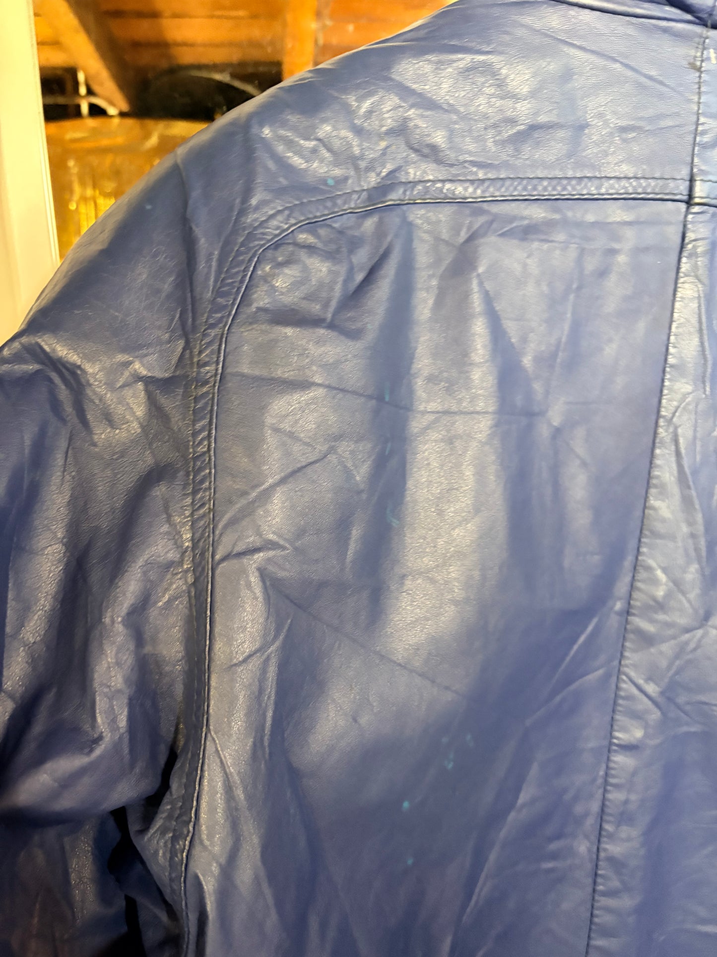 Vintage 80’s Blue Leather Jacket M/L (up to size 16 fit)