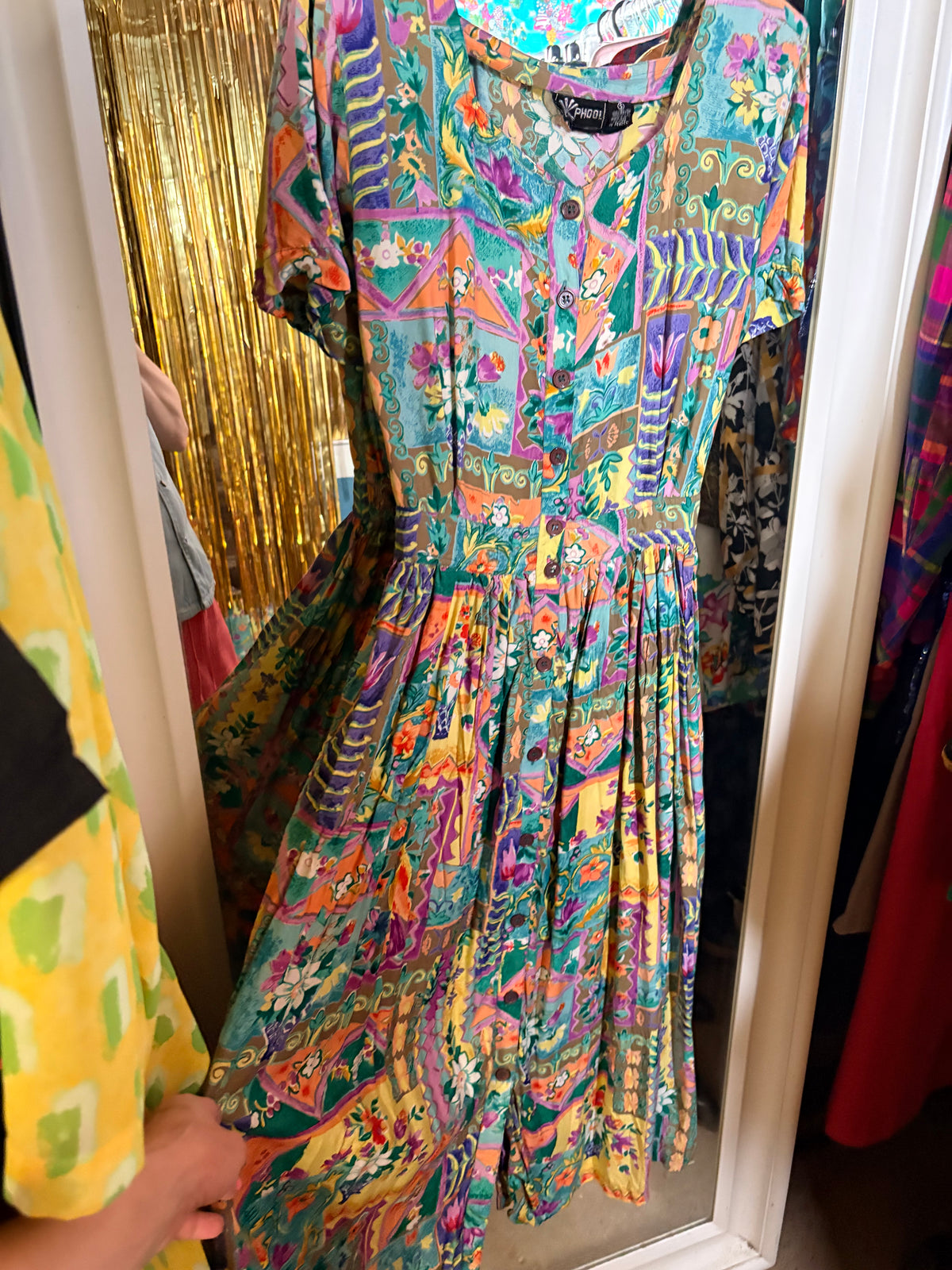 Vintage Phool Rayon Printed Dress - 10-16 fit