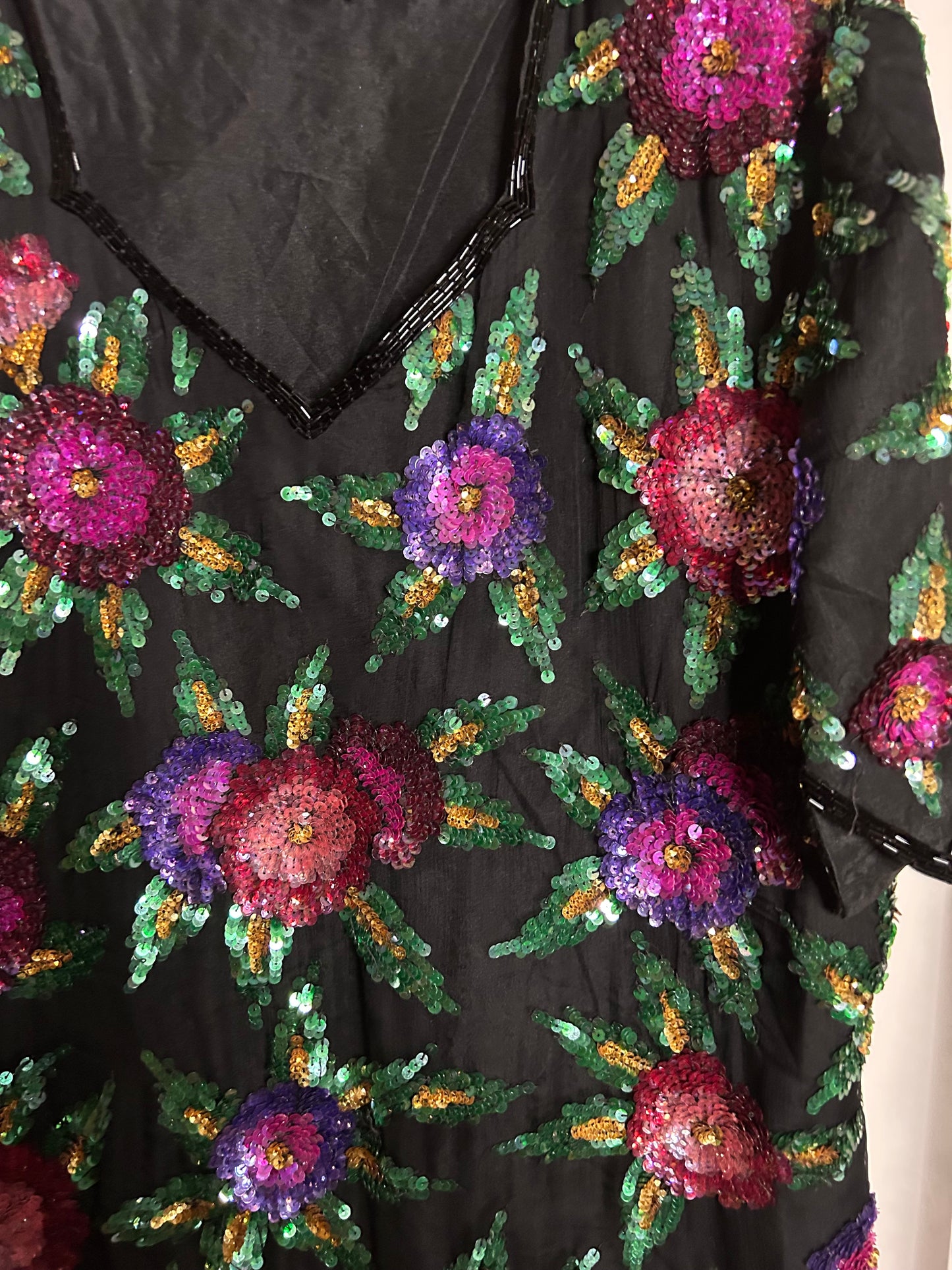 Vintage Laurence Kazar intricate sequin flower top - up to 16 fit