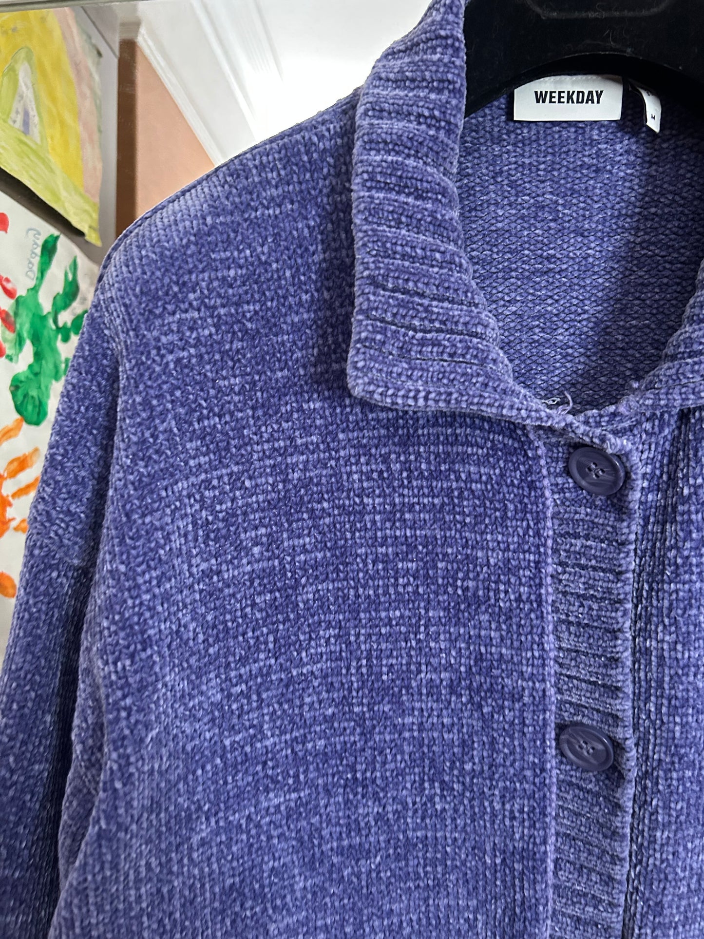 WEEKDAY Lilac Chenille Cardigan - size medium