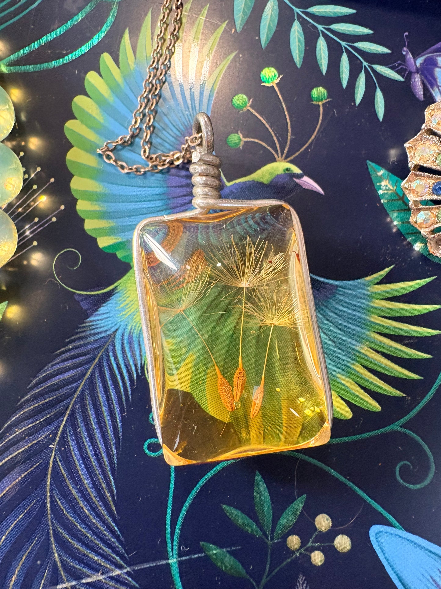 3 Wishes Necklace - Exceptional Vintage Uranium Glass necklace