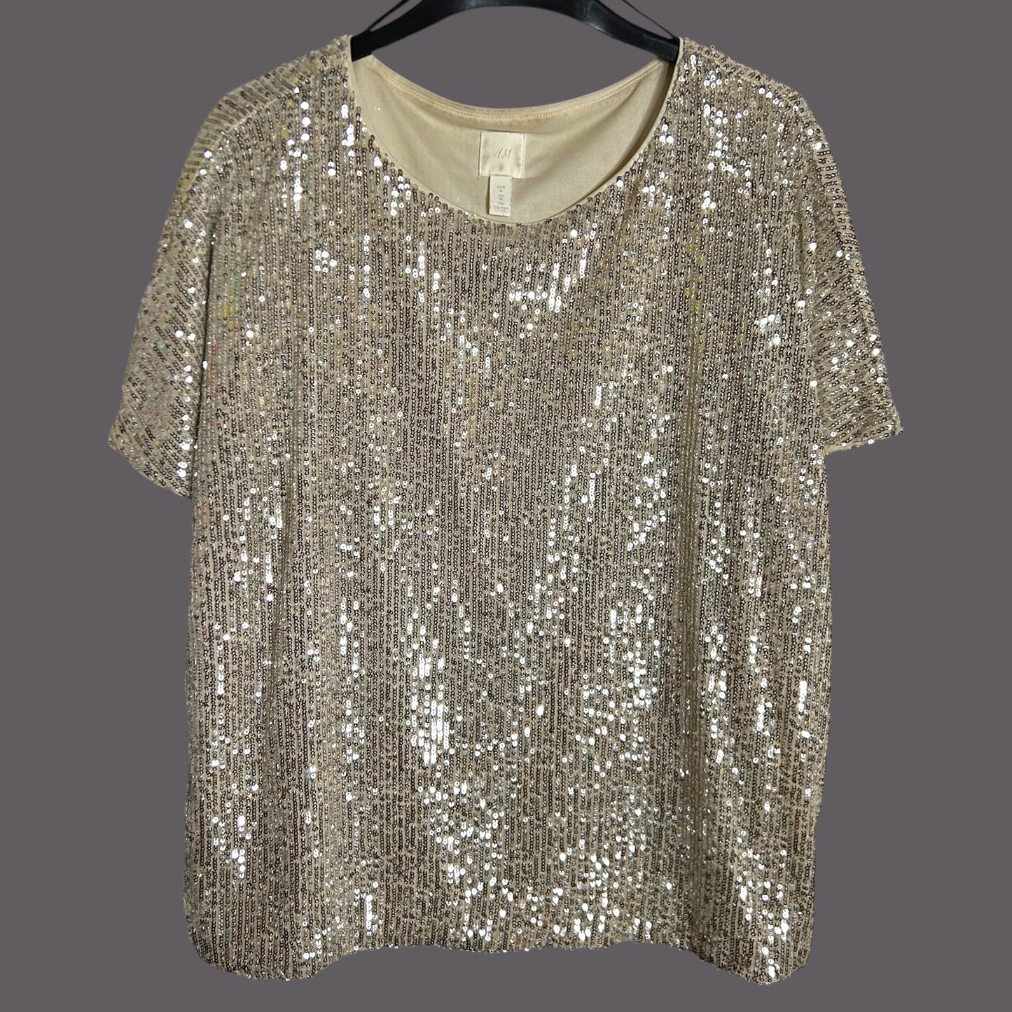 H&M pale silver sequin top - size medium