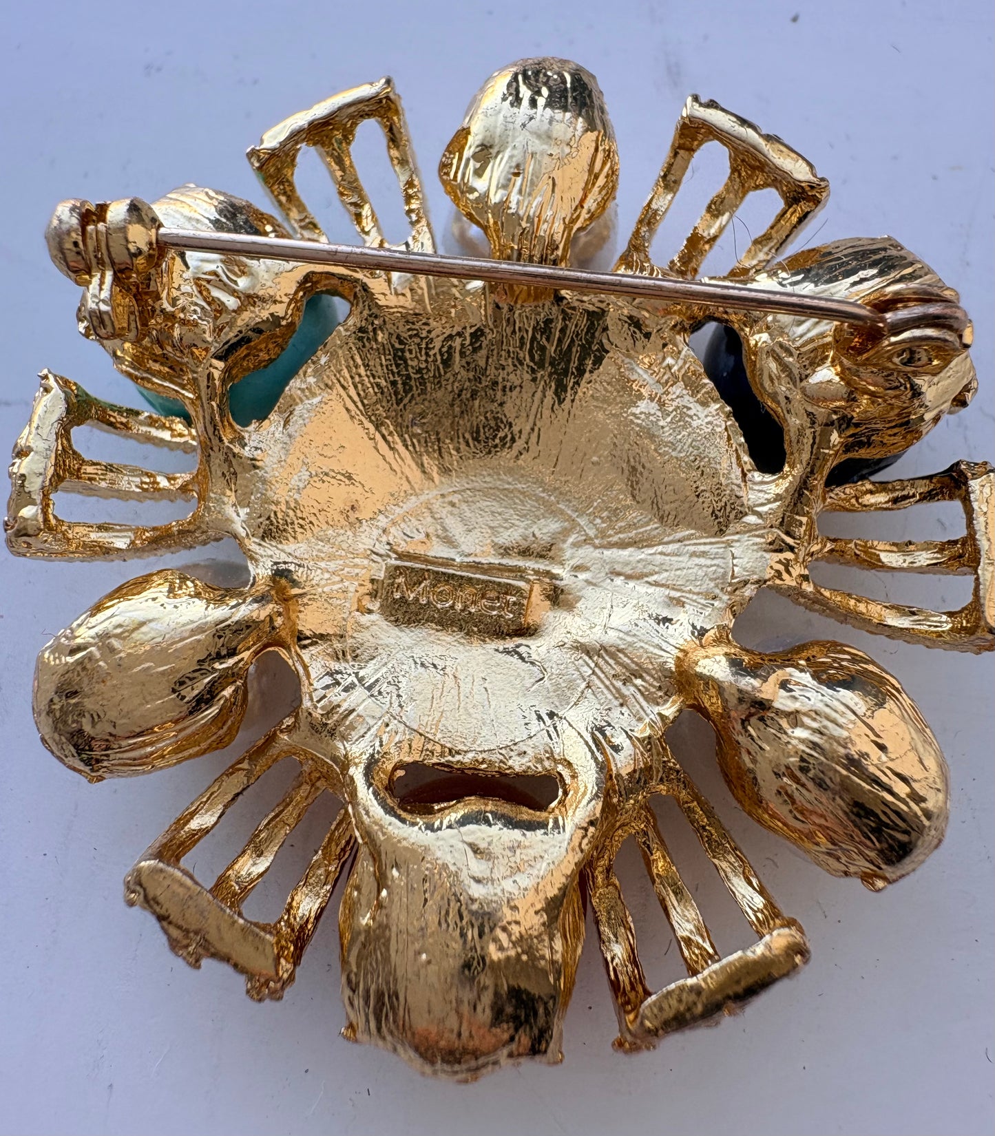 Monet Signed Pearl and Gems brooch
