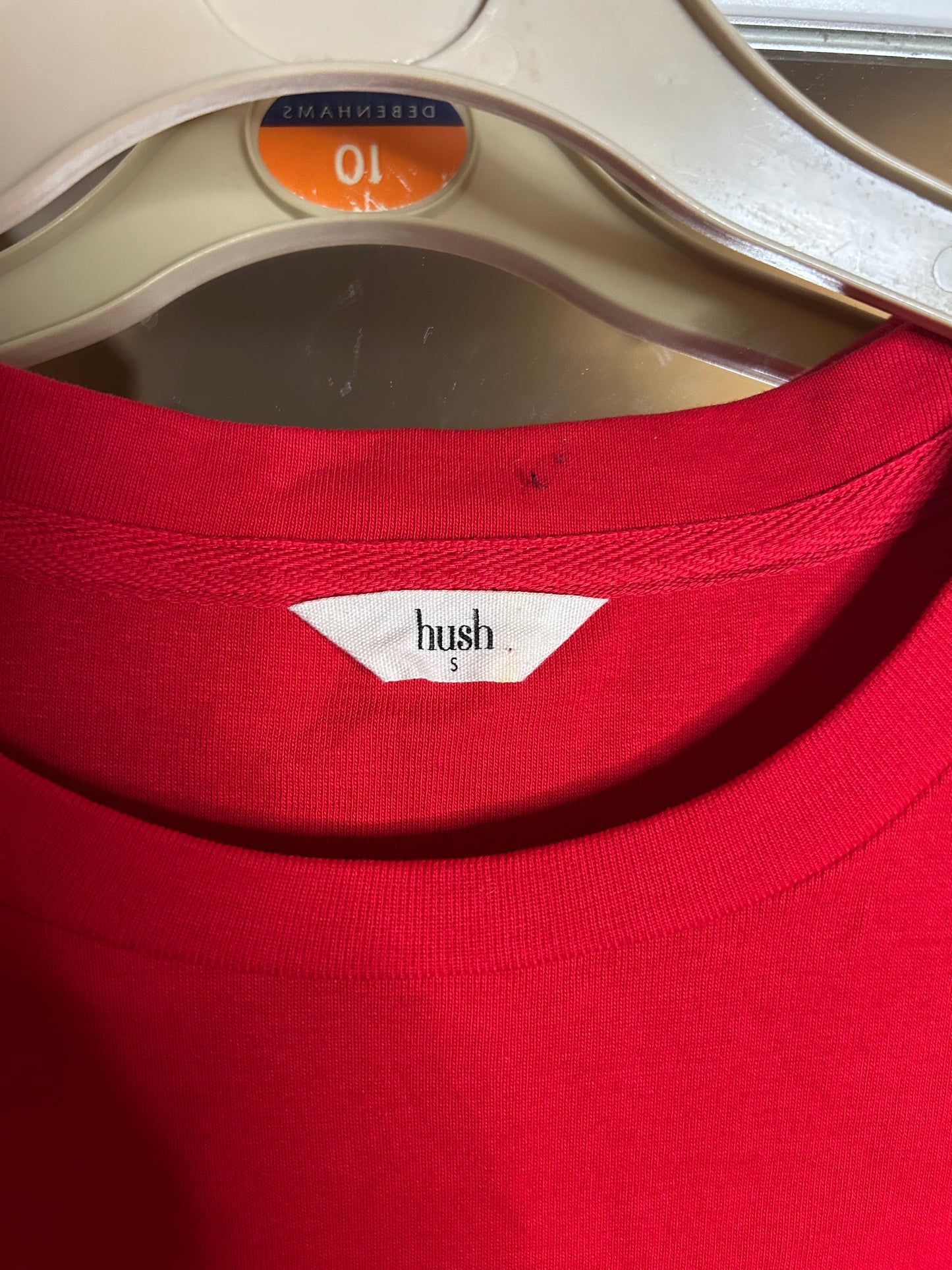 HUSH Red Cotton Jersey Top - size S (10-16 fit)