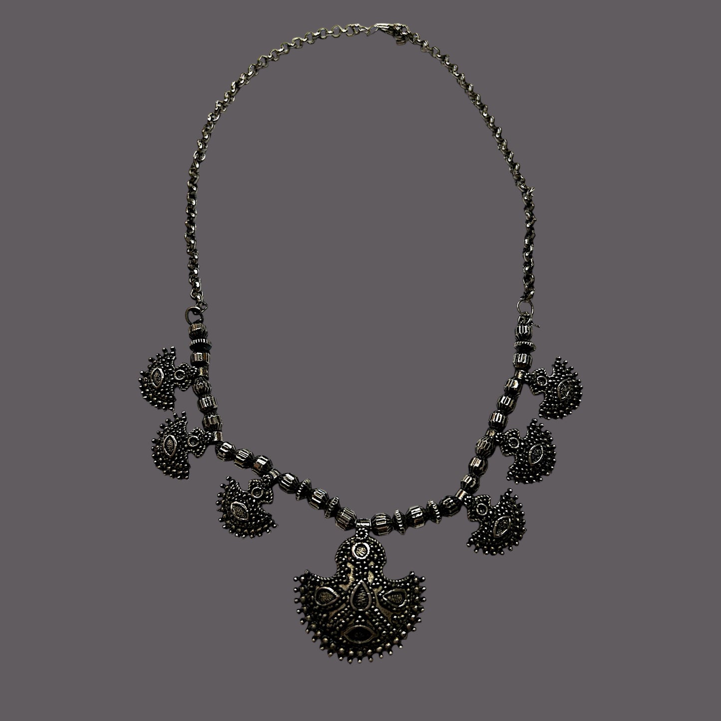 Vintage Gothic Silver Tone Necklace