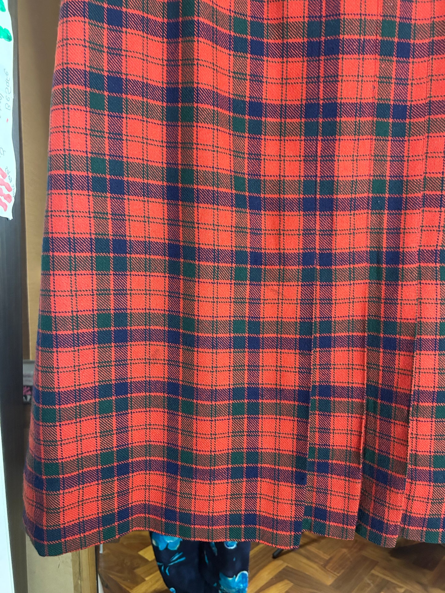 Vintage Red Check Skirt - size 12 - 14 fit