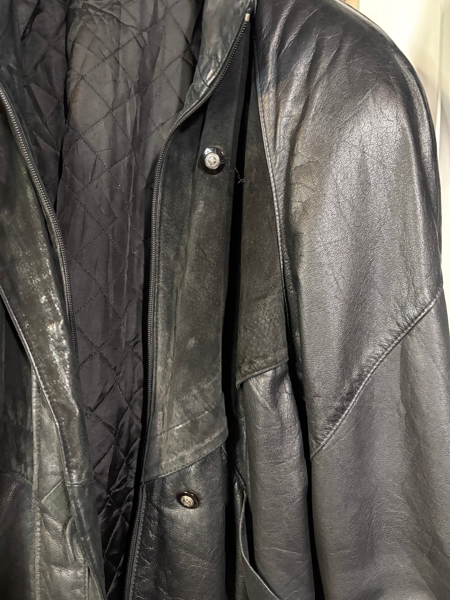 Vintage 1980’s Black Leather Jacket - up to size 16 fit