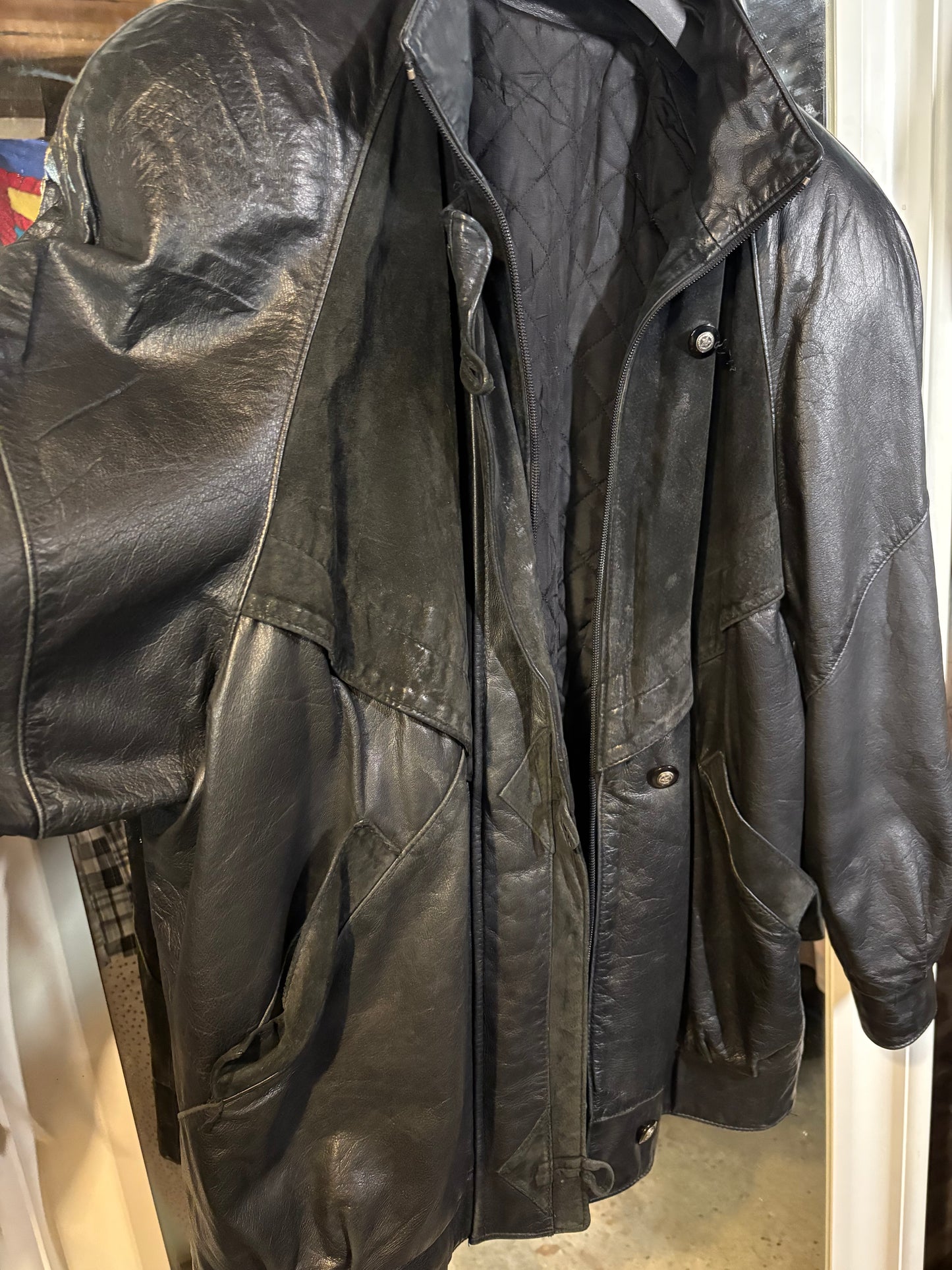 Vintage 1980’s Black Leather Jacket - up to size 16 fit