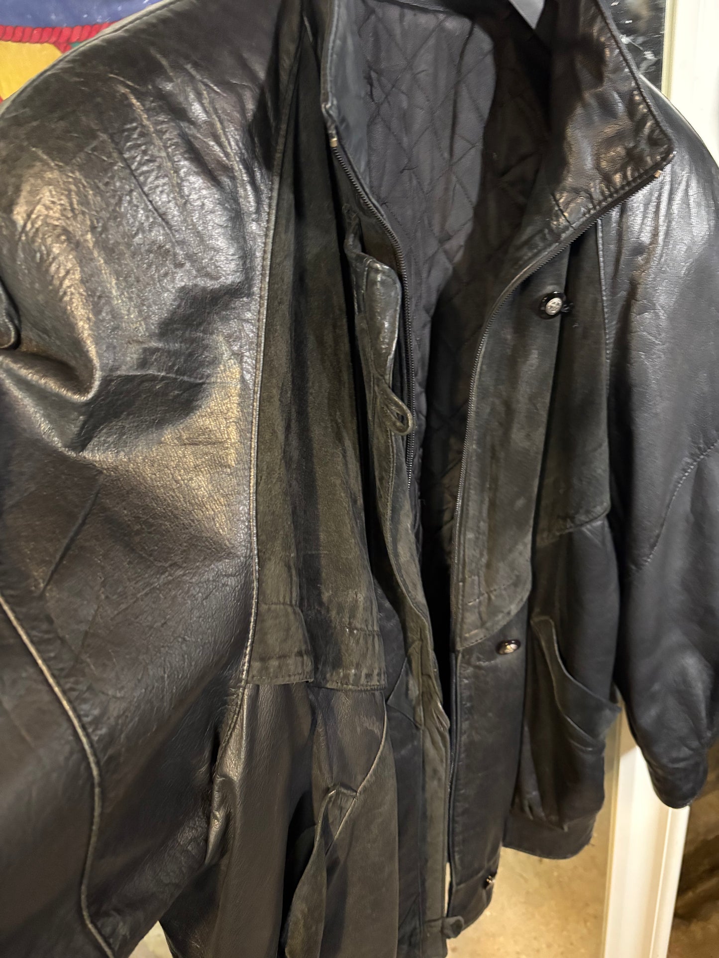 Vintage 1980’s Black Leather Jacket - up to size 16 fit