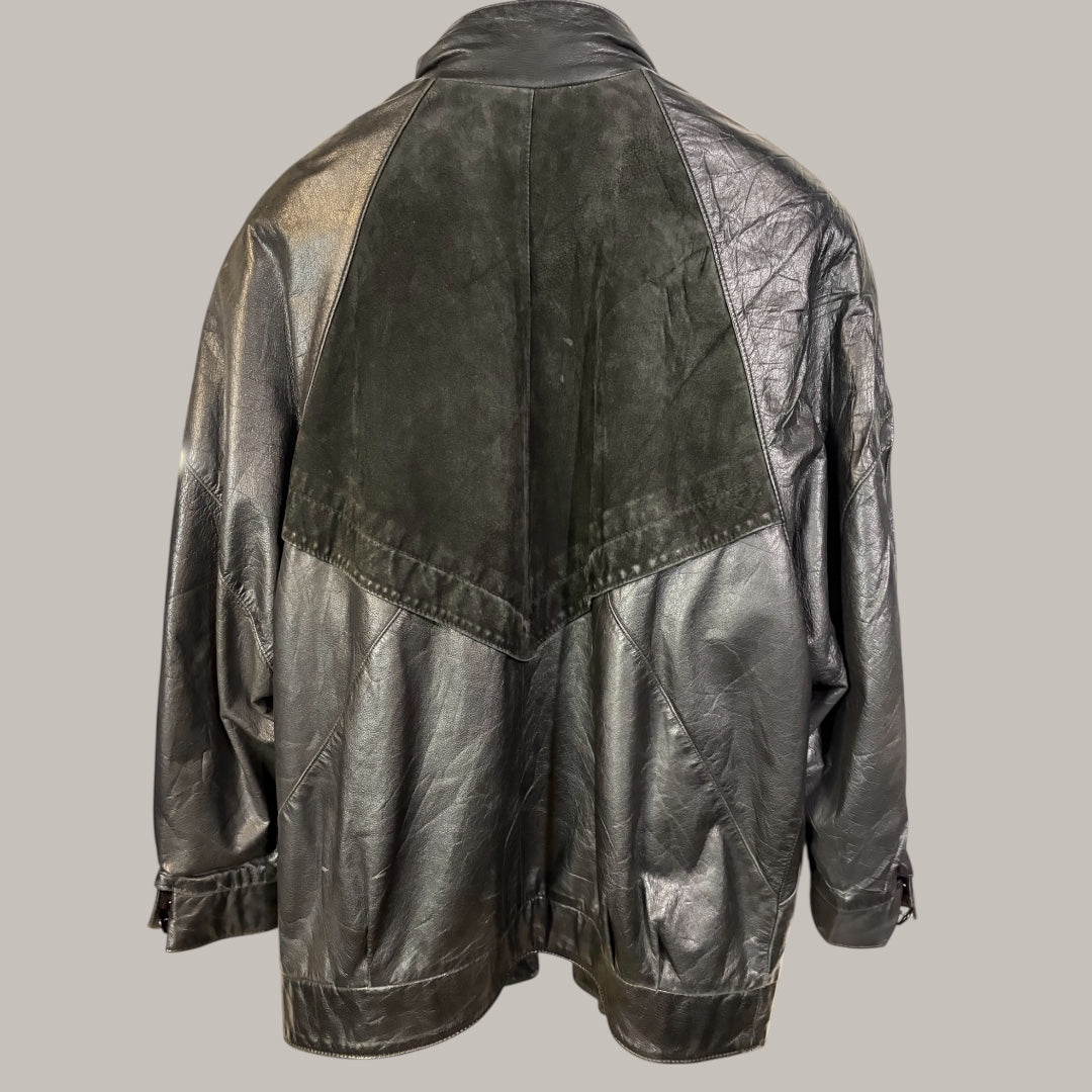 Vintage 1980’s Black Leather Jacket - up to size 16 fit