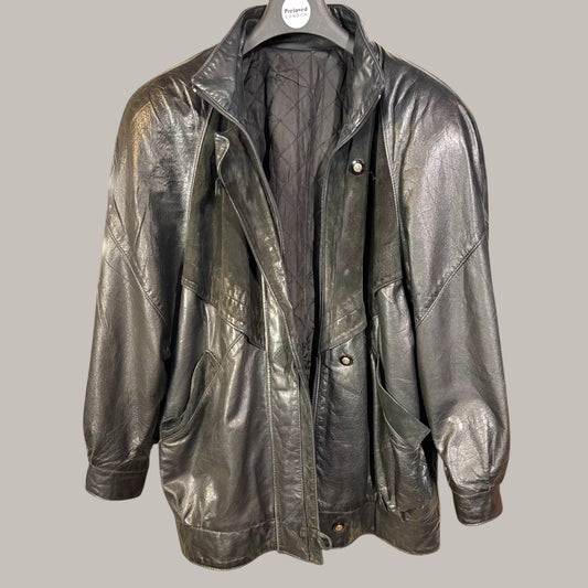 Vintage 1980’s Black Leather Jacket - up to size 16 fit