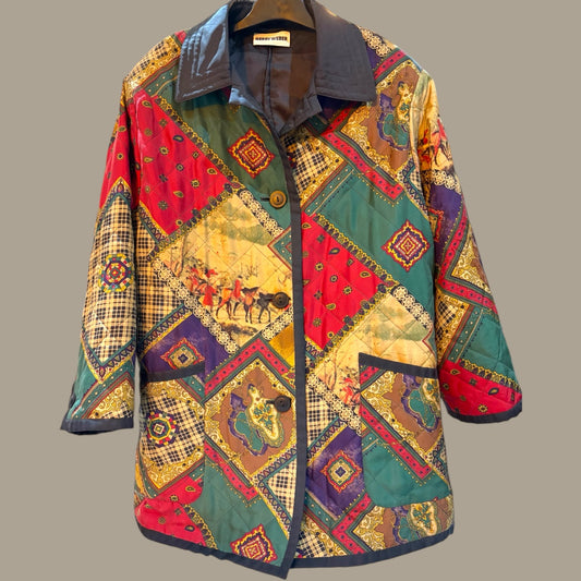 Gerry Webber 80’s Scarf Print Quilted Jacket - size M/L