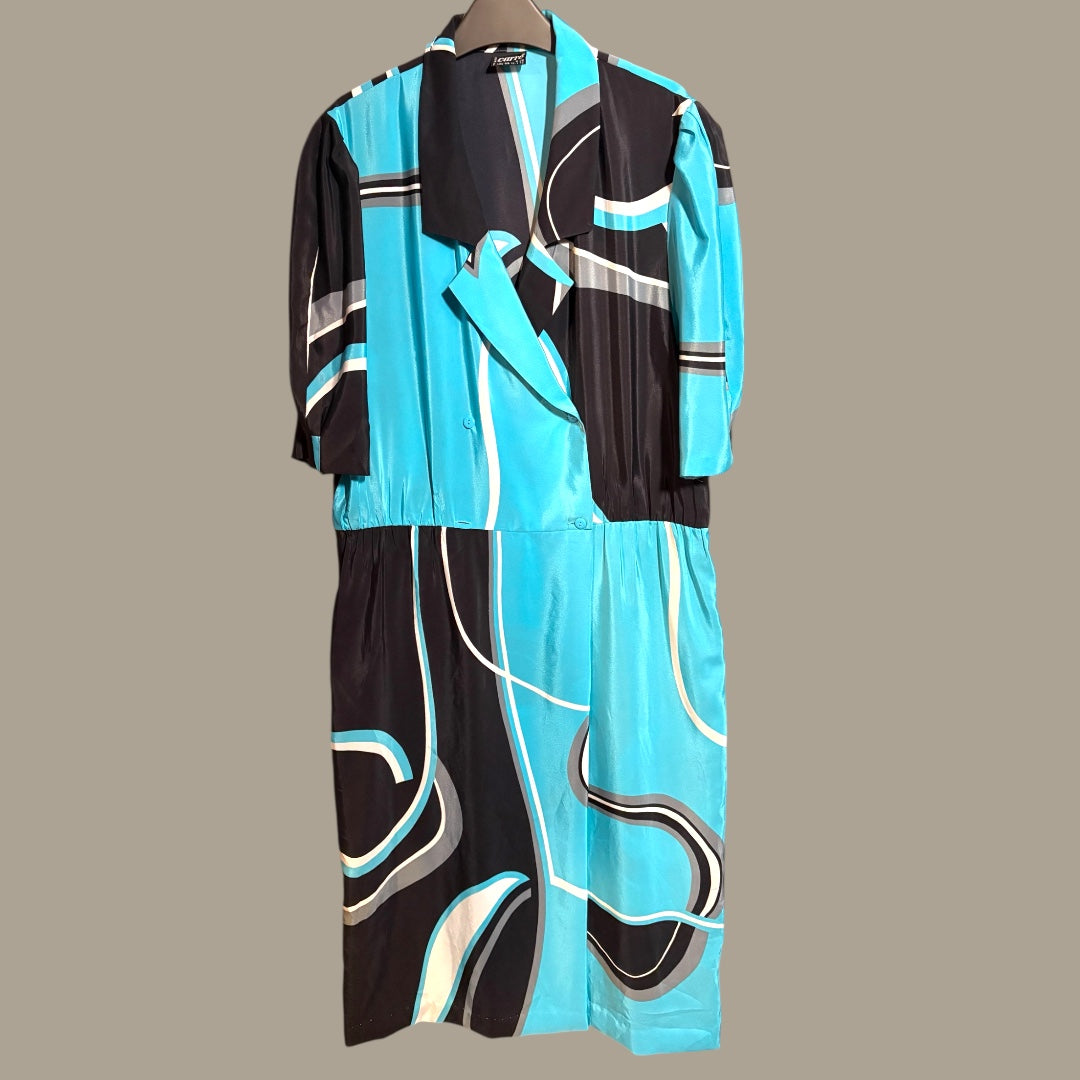 Stunning Blue Pucci Style 80’s dress - up to 14 fit
