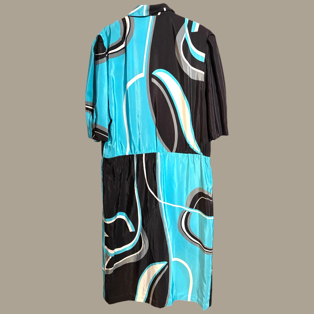 Stunning Blue Pucci Style 80’s dress - up to 14 fit